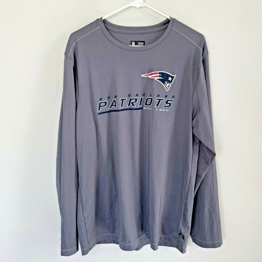 NFL Team Apparel E Systems New England Patriots Shirt‎ Size L Grey Long Sleeves